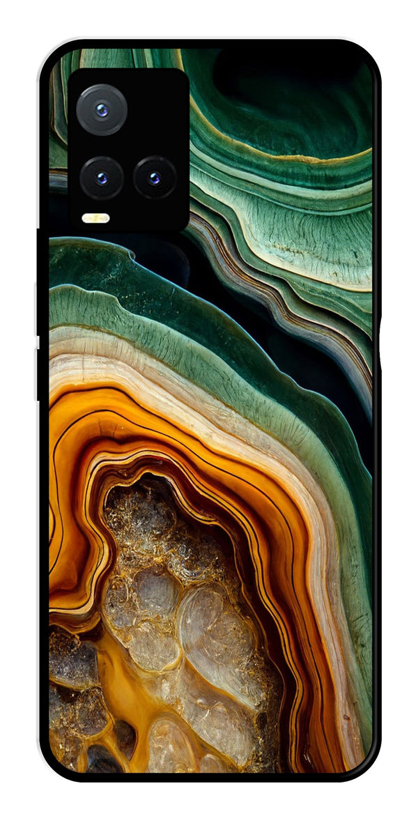 Marble Design Metal Mobile Case for Vivo T1X   (Design No -28)