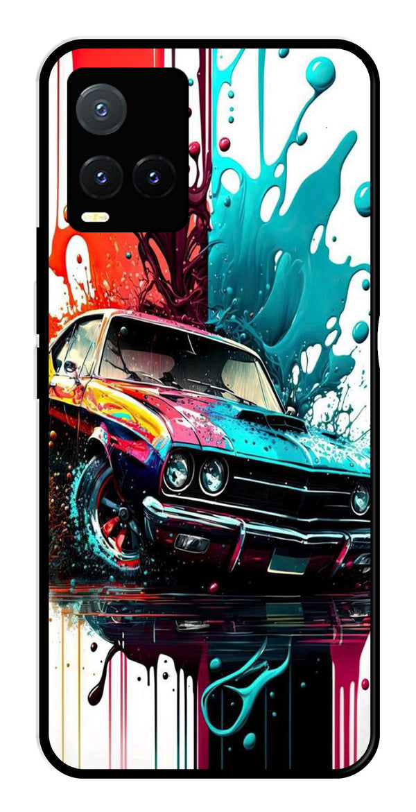 Vintage Car Metal Mobile Case for Vivo T1X   (Design No -29)