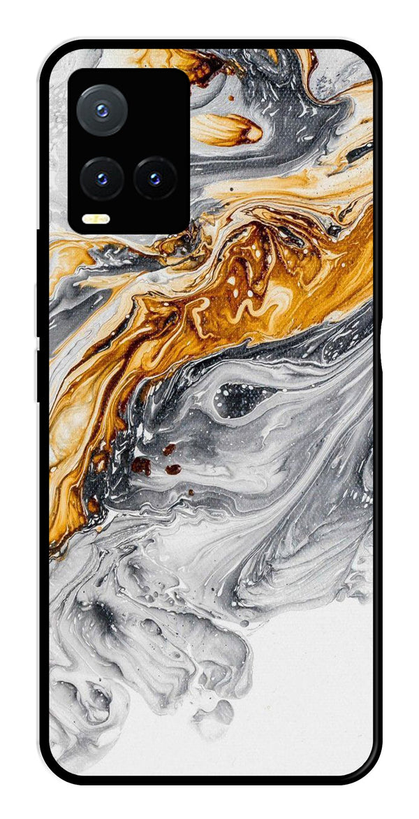 Marble Pattern Metal Mobile Case for Vivo T1X   (Design No -36)