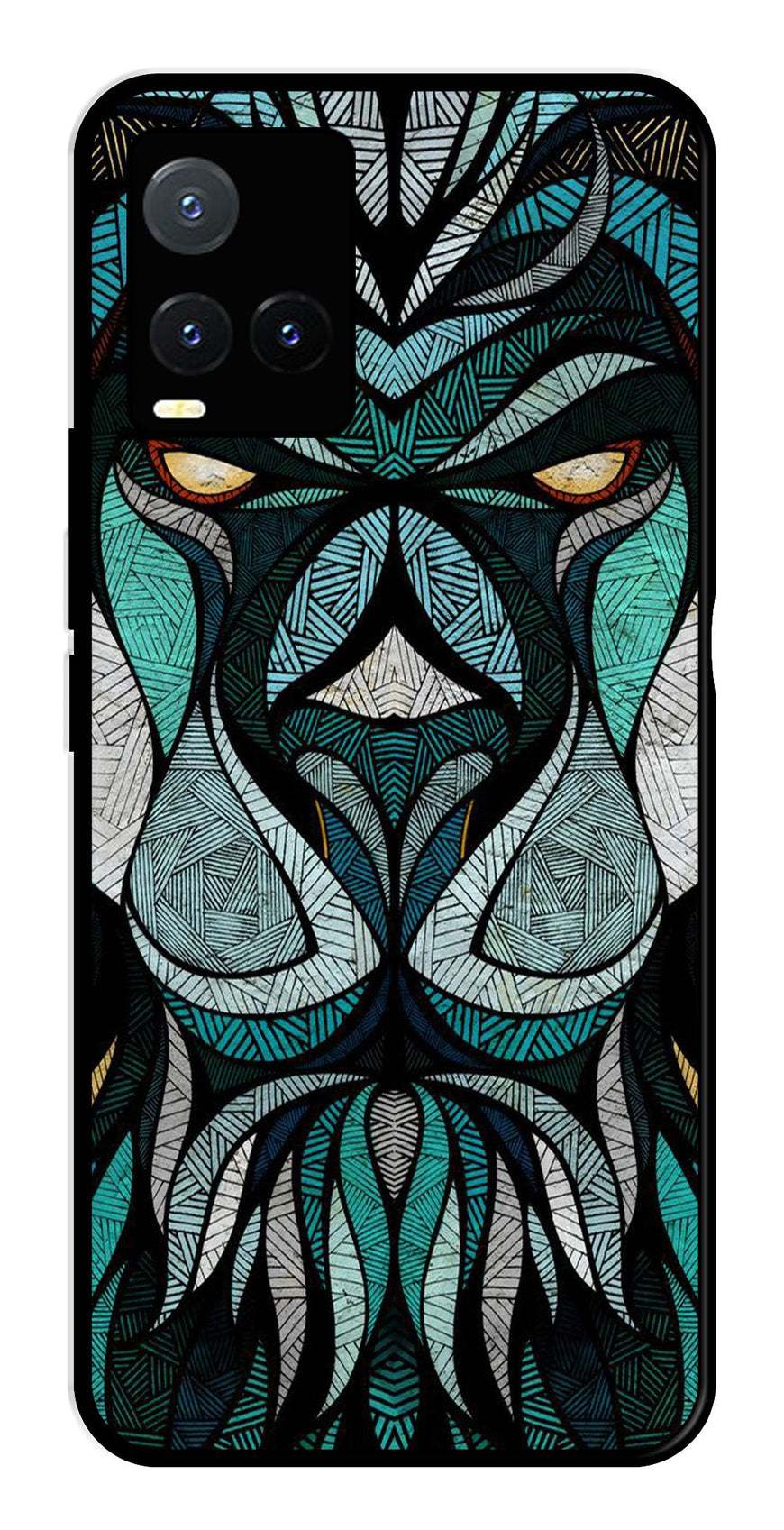 Lion Pattern Metal Mobile Case for Vivo T1X   (Design No -40)