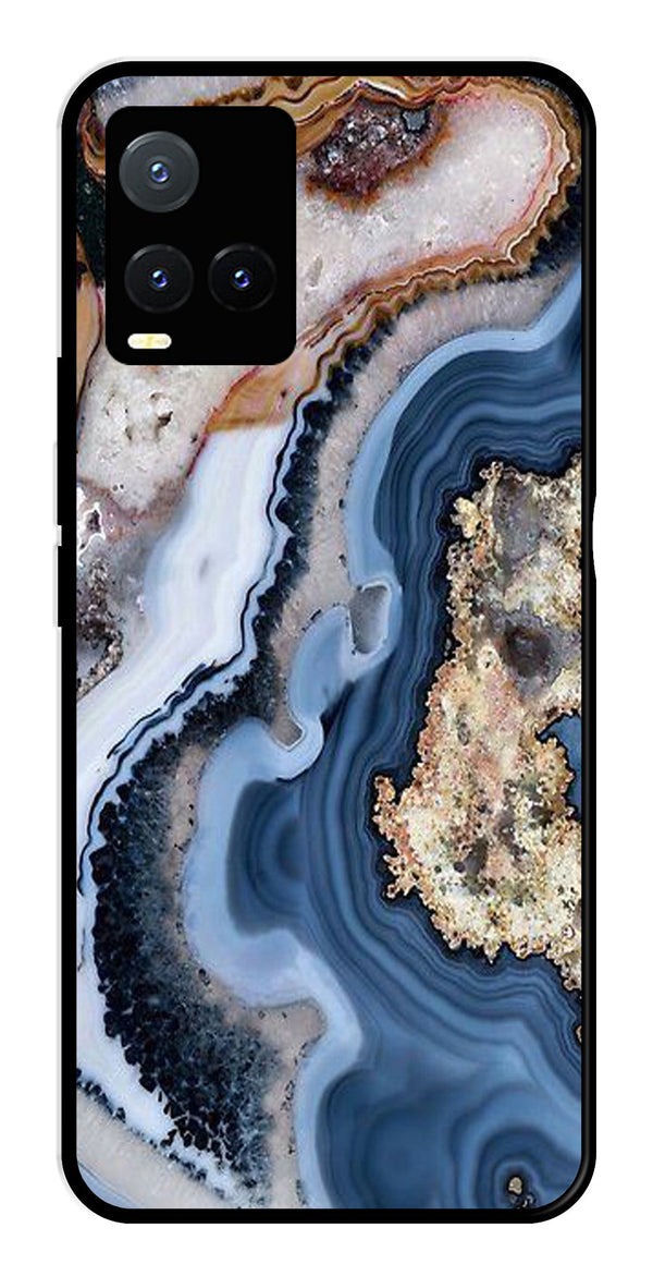 Marble Design Metal Mobile Case for Vivo T1X   (Design No -53)