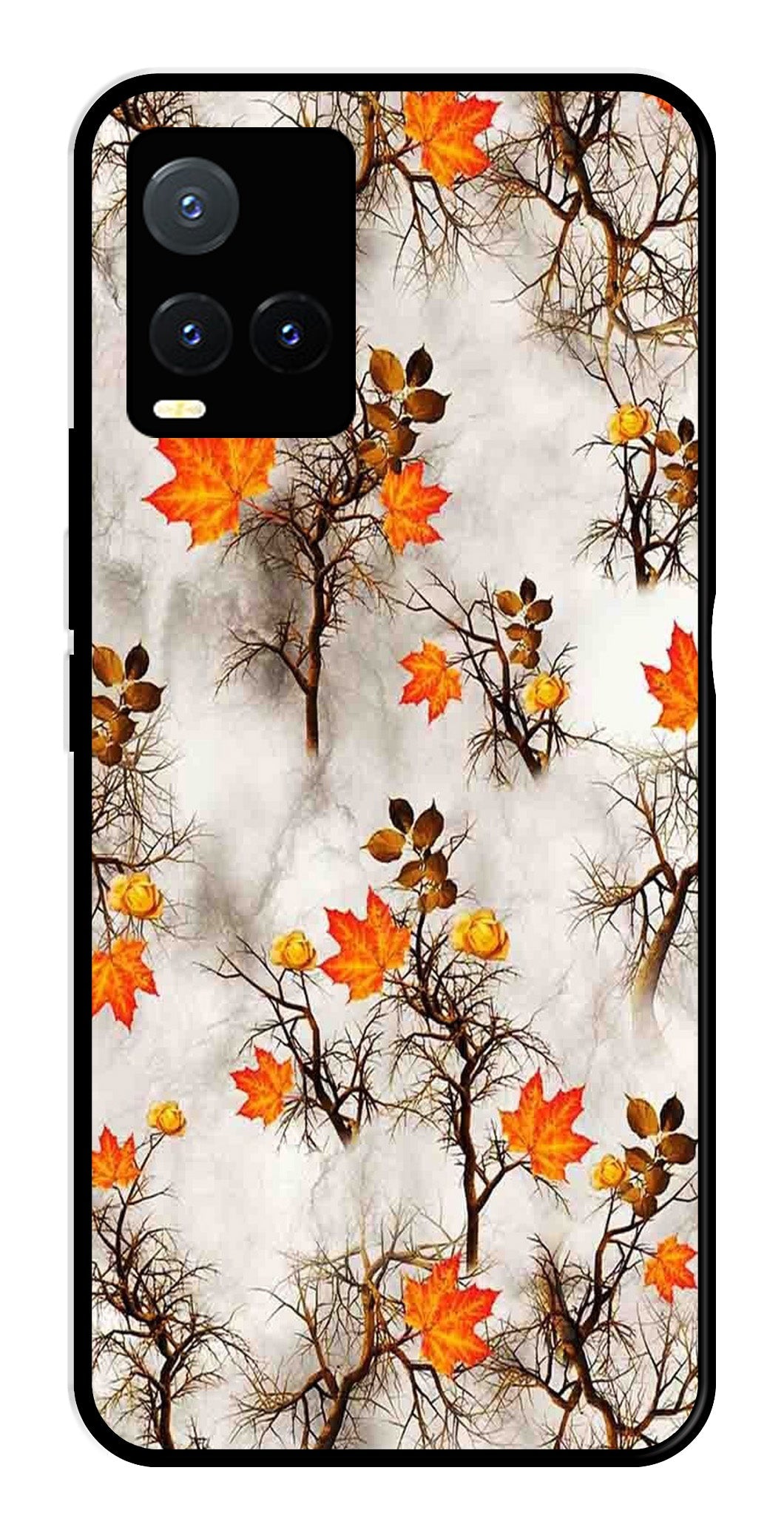 Autumn leaves Metal Mobile Case for Vivo T1X   (Design No -55)