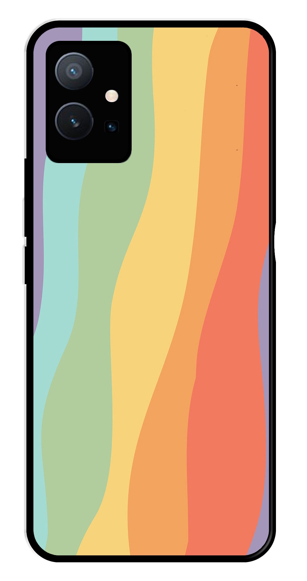 Muted Rainbow Metal Mobile Case for Vivo T1 5G   (Design No -02)