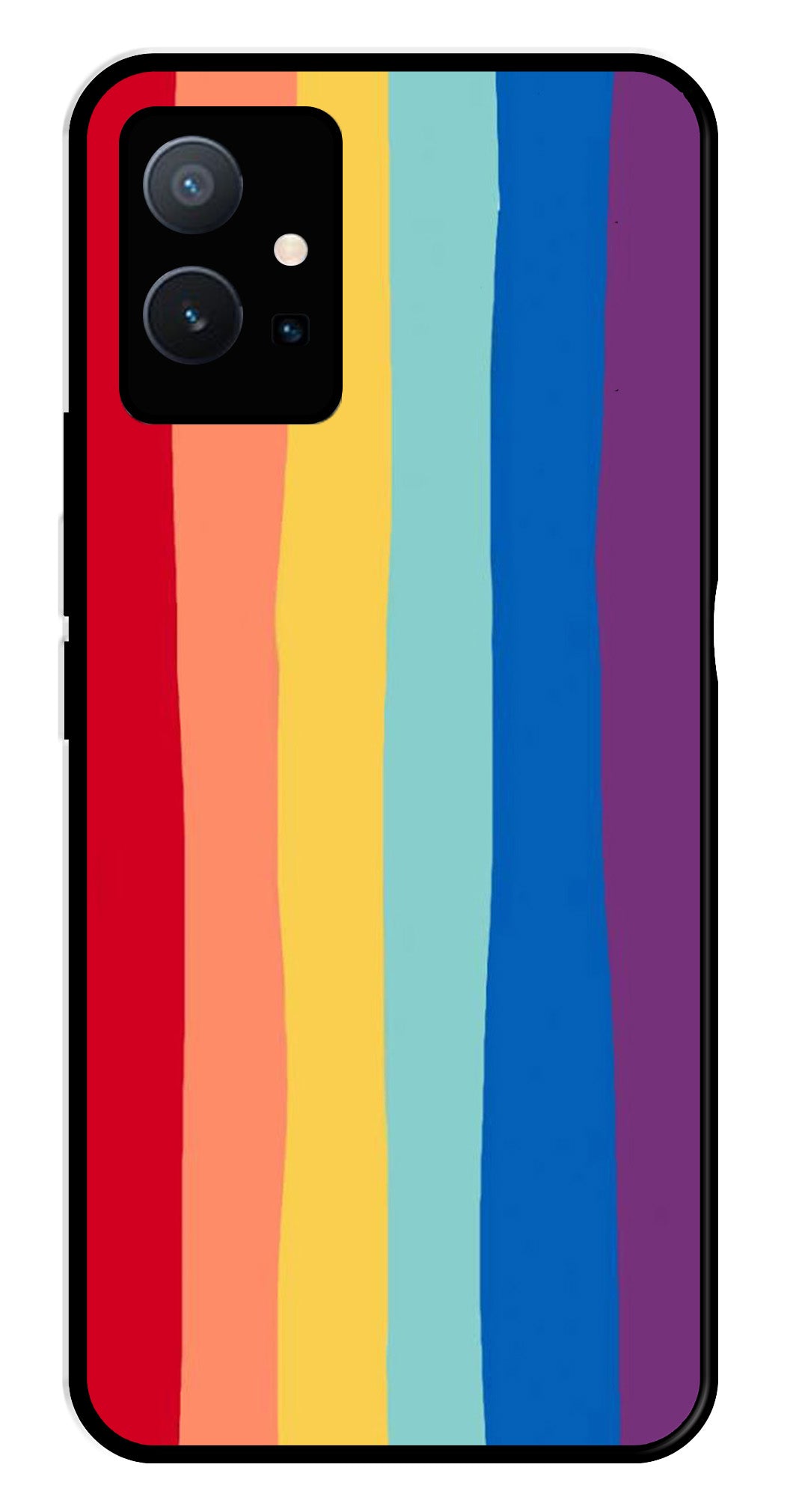Rainbow MultiColor Metal Mobile Case for Vivo Y75 5G   (Design No -03)