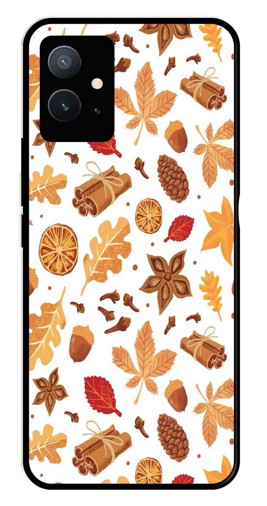 Autumn Leaf Metal Mobile Case for Vivo T1 5G   (Design No -19)