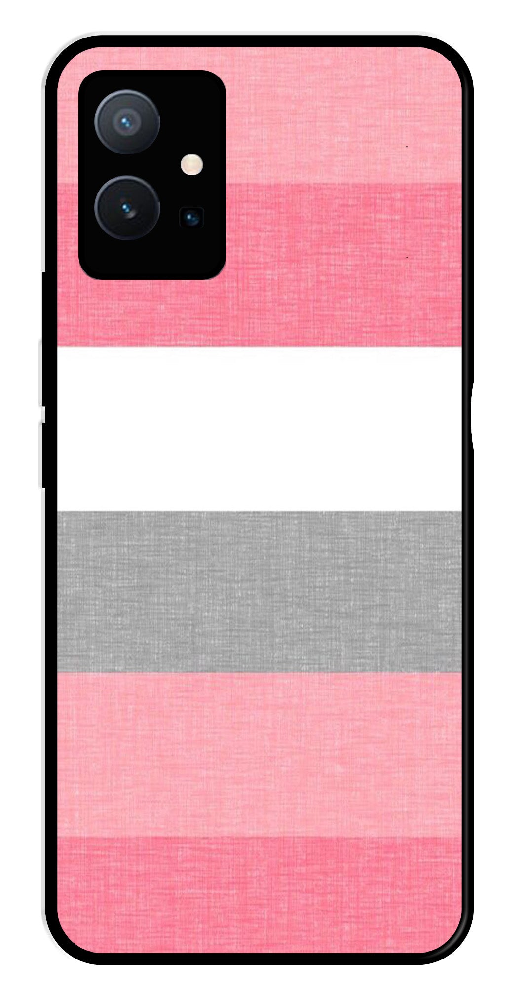 Pink Pattern Metal Mobile Case for Vivo Y75 5G   (Design No -23)