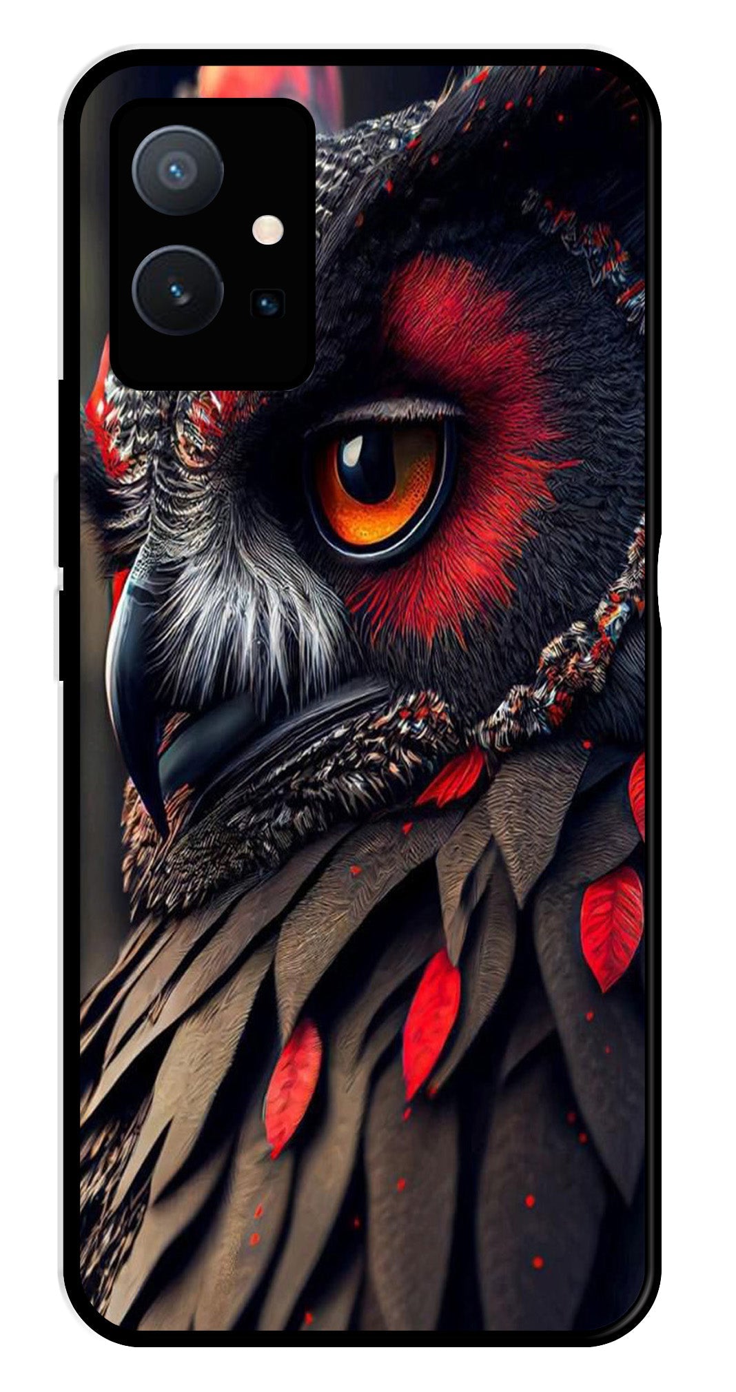 Owl Design Metal Mobile Case for Vivo T1 5G   (Design No -26)