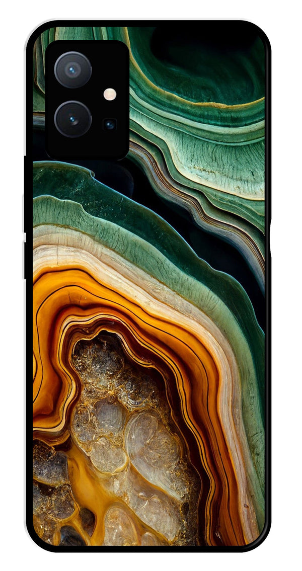 Marble Design Metal Mobile Case for Vivo Y75 5G   (Design No -28)