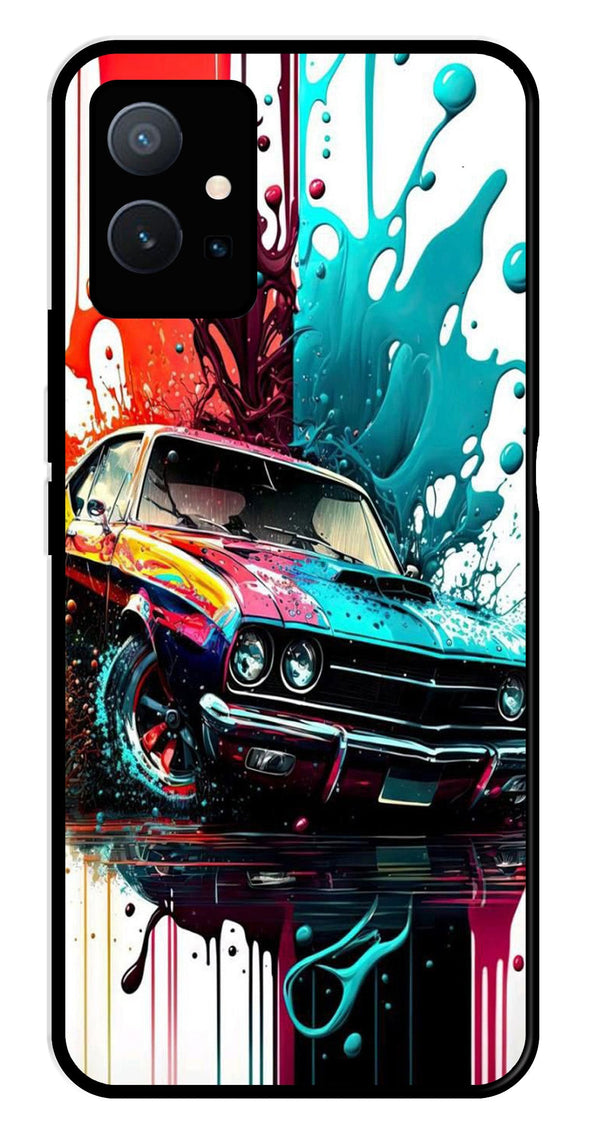 Vintage Car Metal Mobile Case for Vivo Y75 5G   (Design No -29)