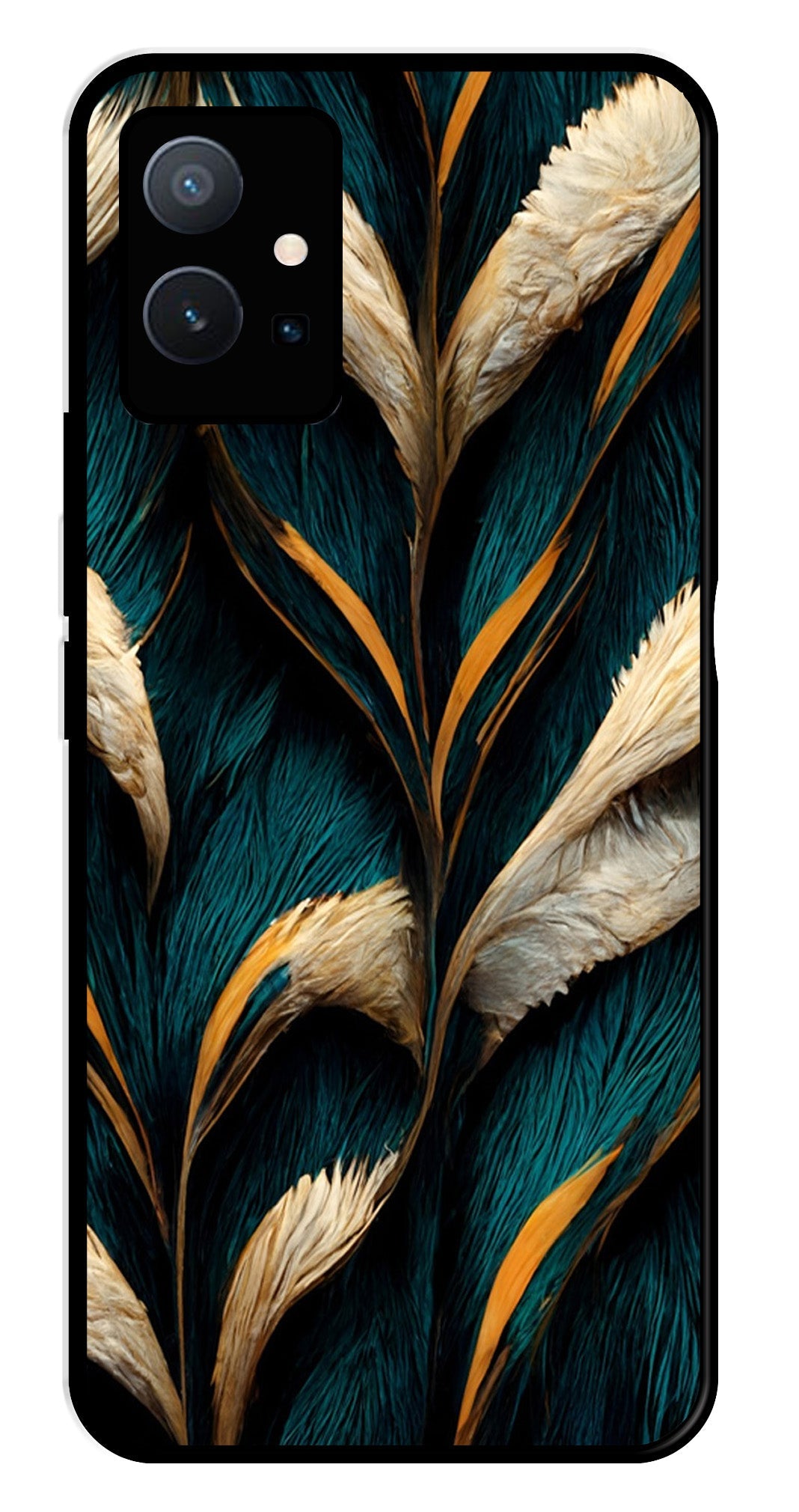 Feathers Metal Mobile Case for Vivo T1 5G   (Design No -30)