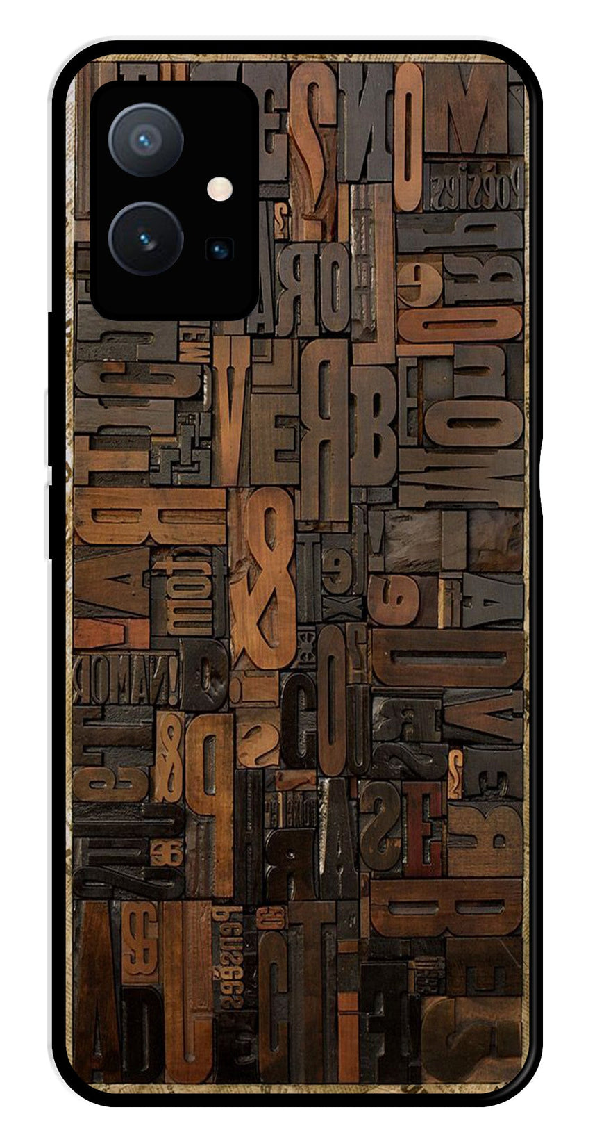 Alphabets Metal Mobile Case for Vivo Y75 5G   (Design No -32)