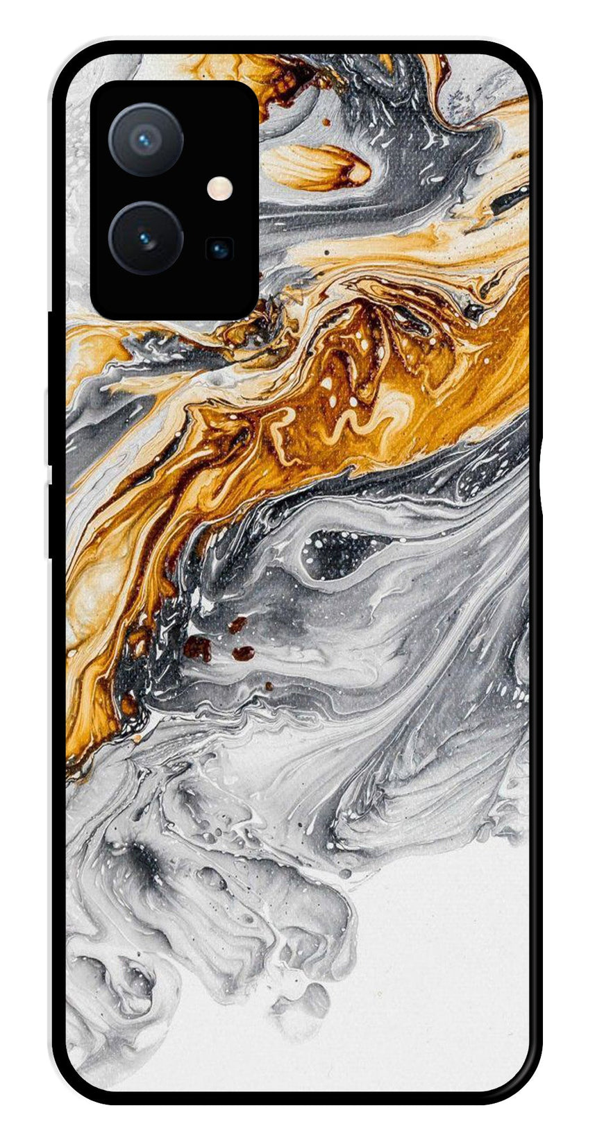 Marble Pattern Metal Mobile Case for Vivo T1 5G   (Design No -36)