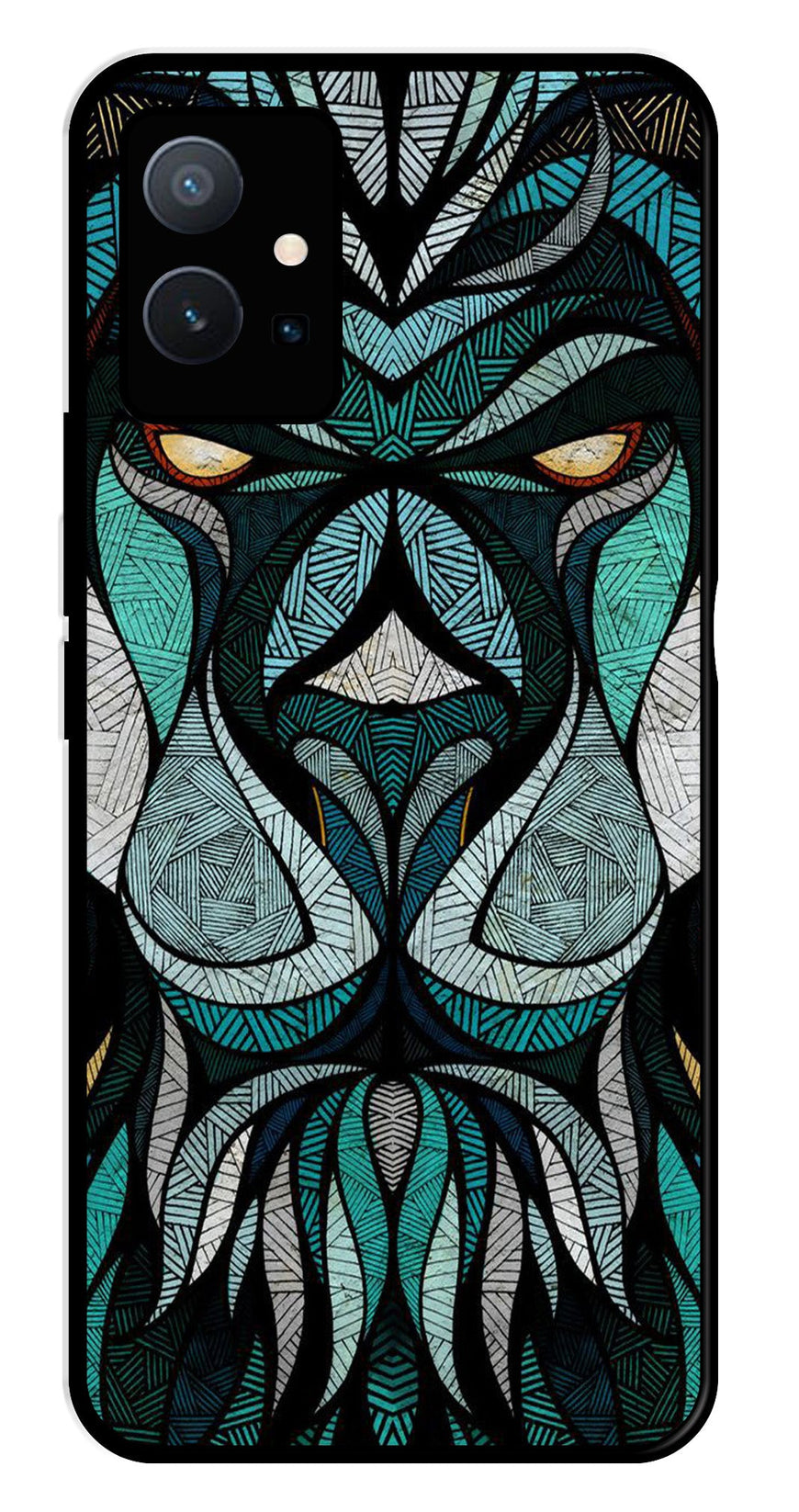 Lion Pattern Metal Mobile Case for Vivo Y75 5G   (Design No -40)