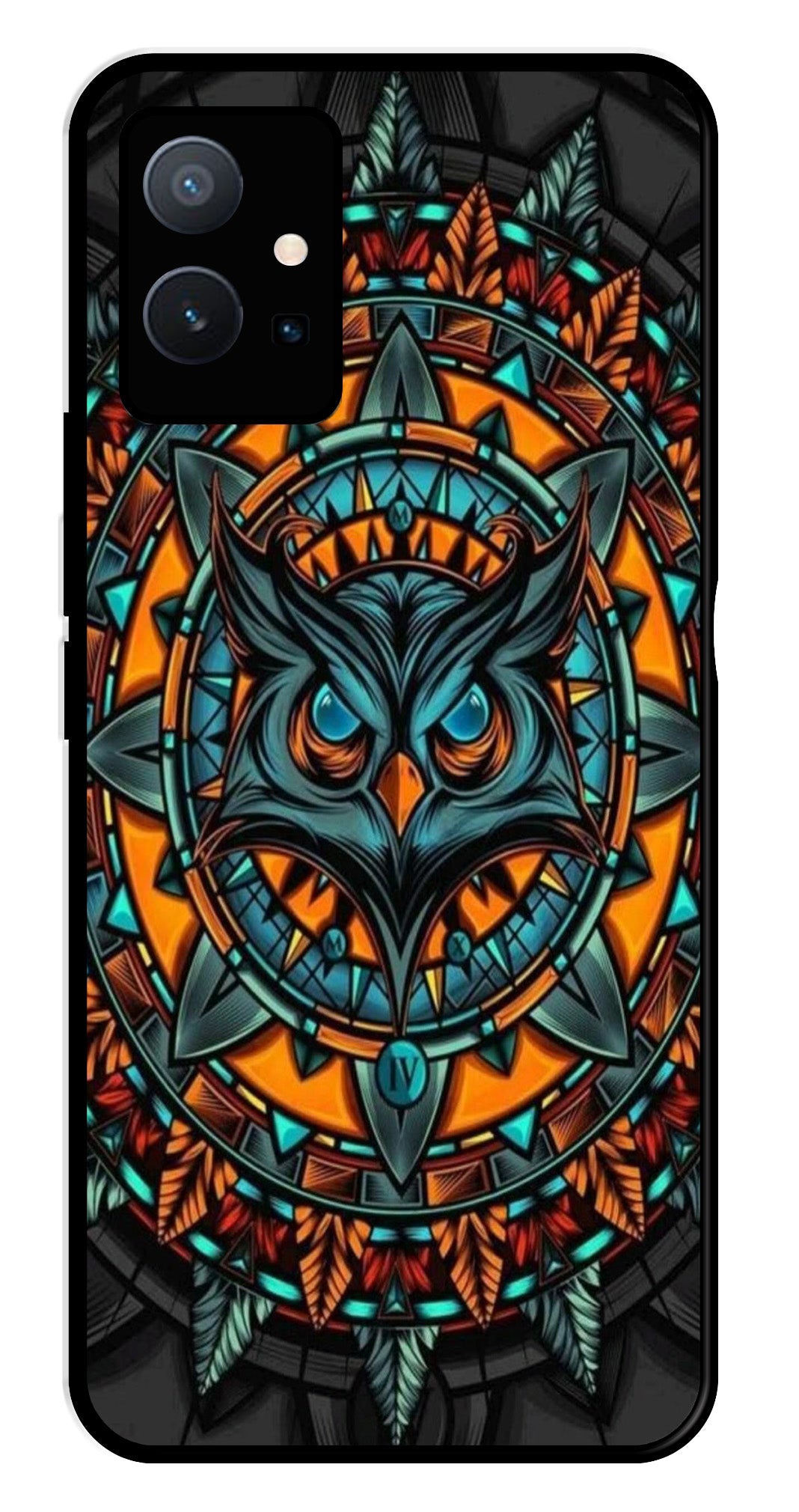 Owl Pattern Metal Mobile Case for Vivo T1 5G   (Design No -42)