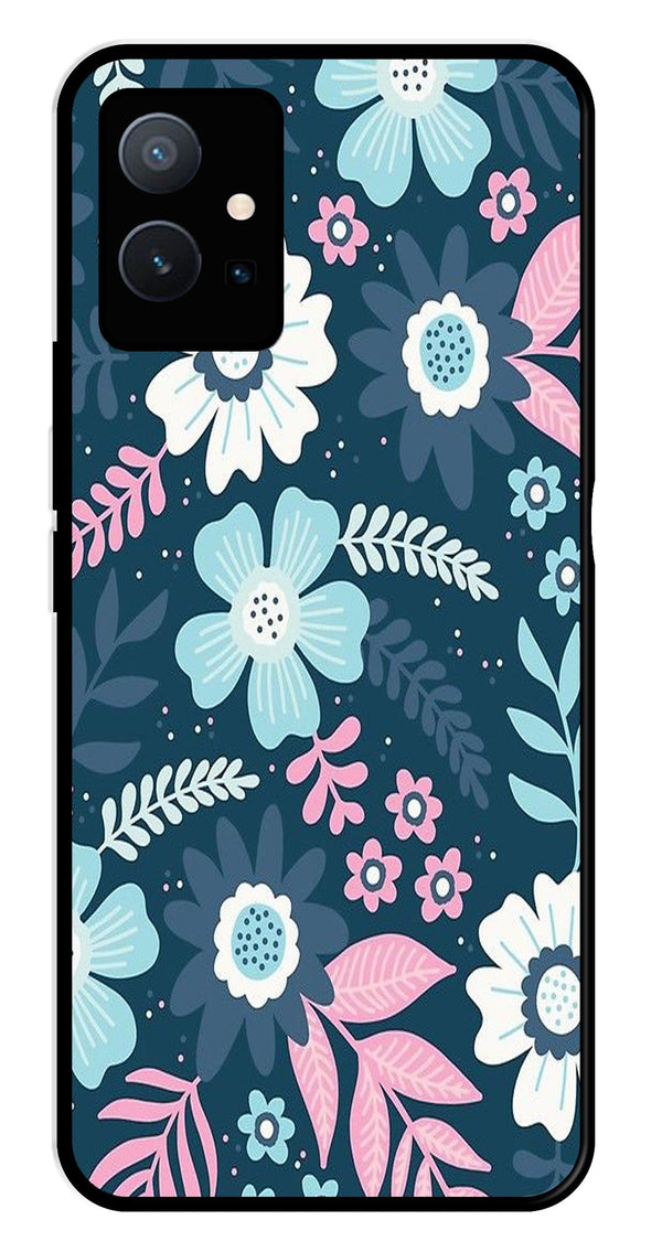 Flower Leaves Design Metal Mobile Case for Vivo T1 5G   (Design No -50)
