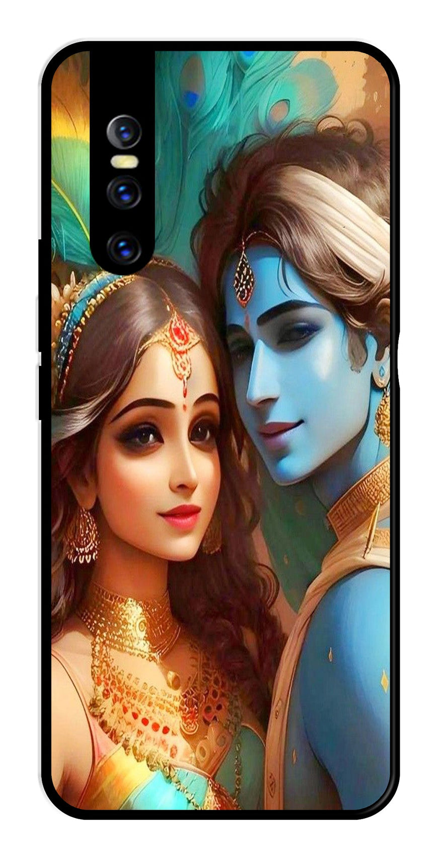 Lord Radha Krishna Metal Mobile Case for Vivo V15   (Design No -01)