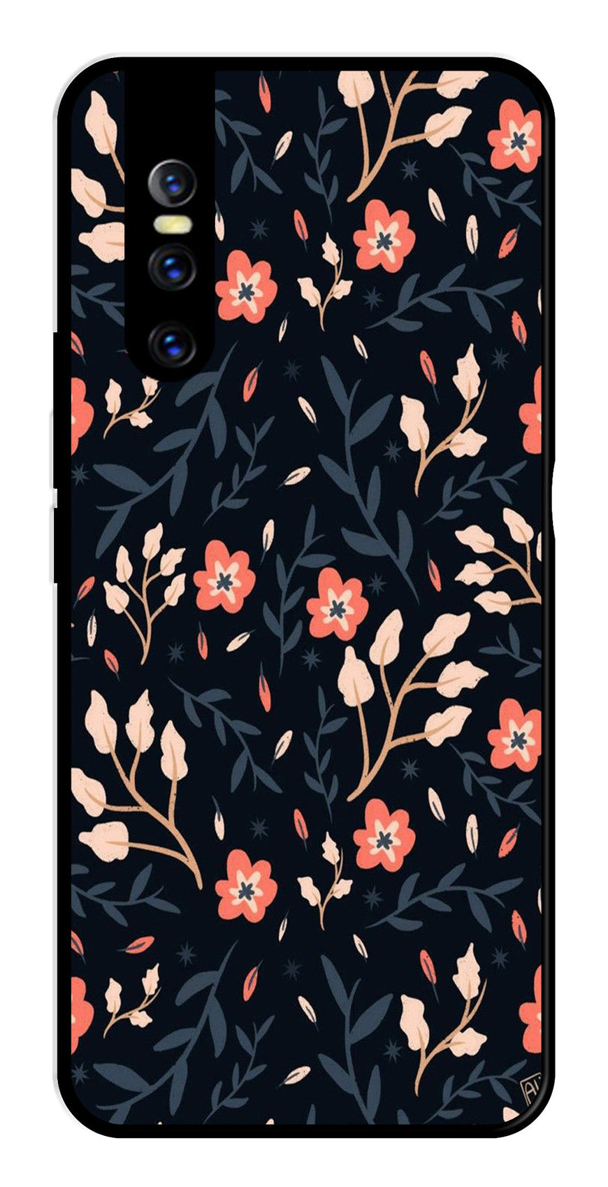 Floral Pattern Metal Mobile Case for Vivo V15   (Design No -10)