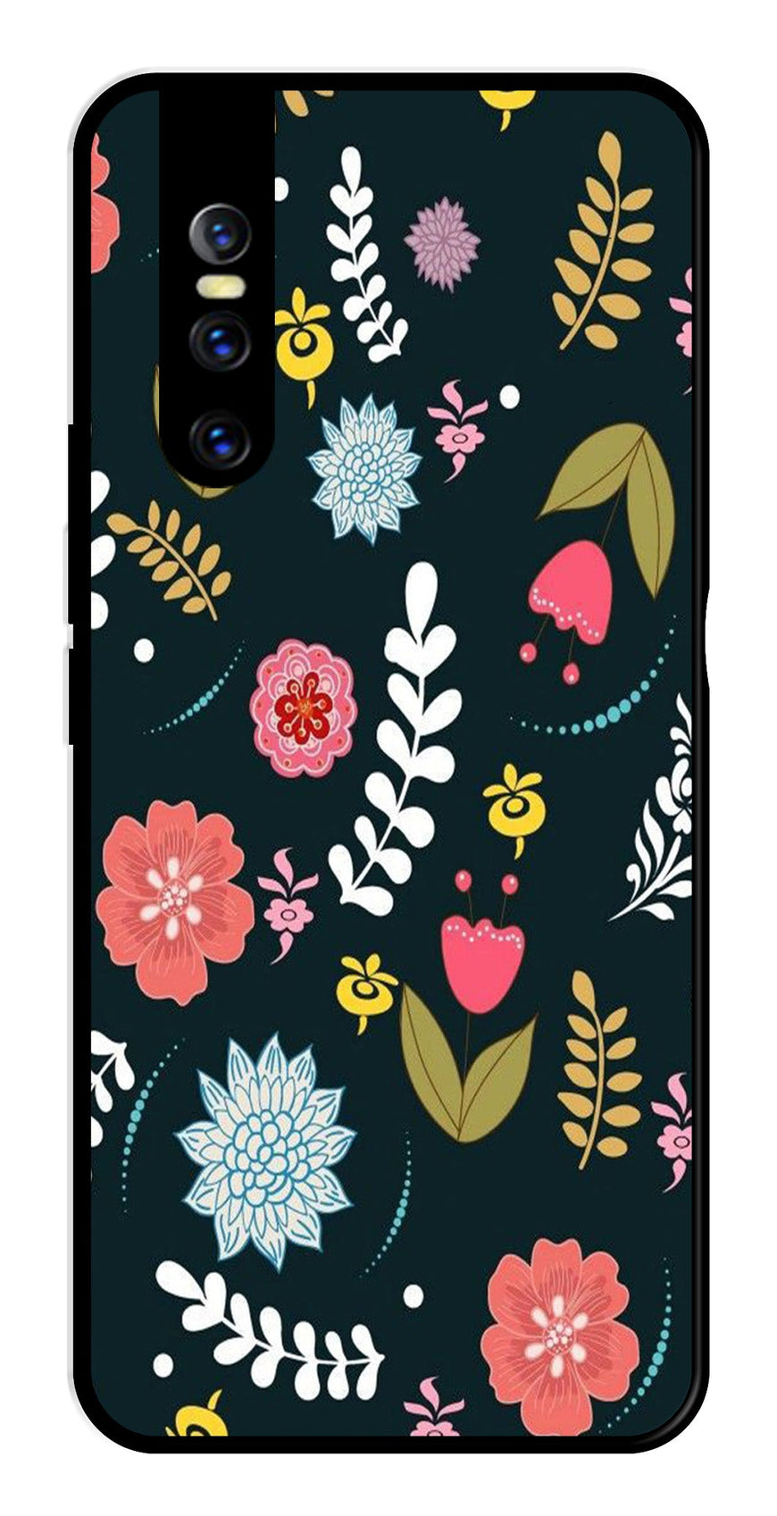 Floral Pattern2 Metal Mobile Case for Vivo V15 Pro   (Design No -12)