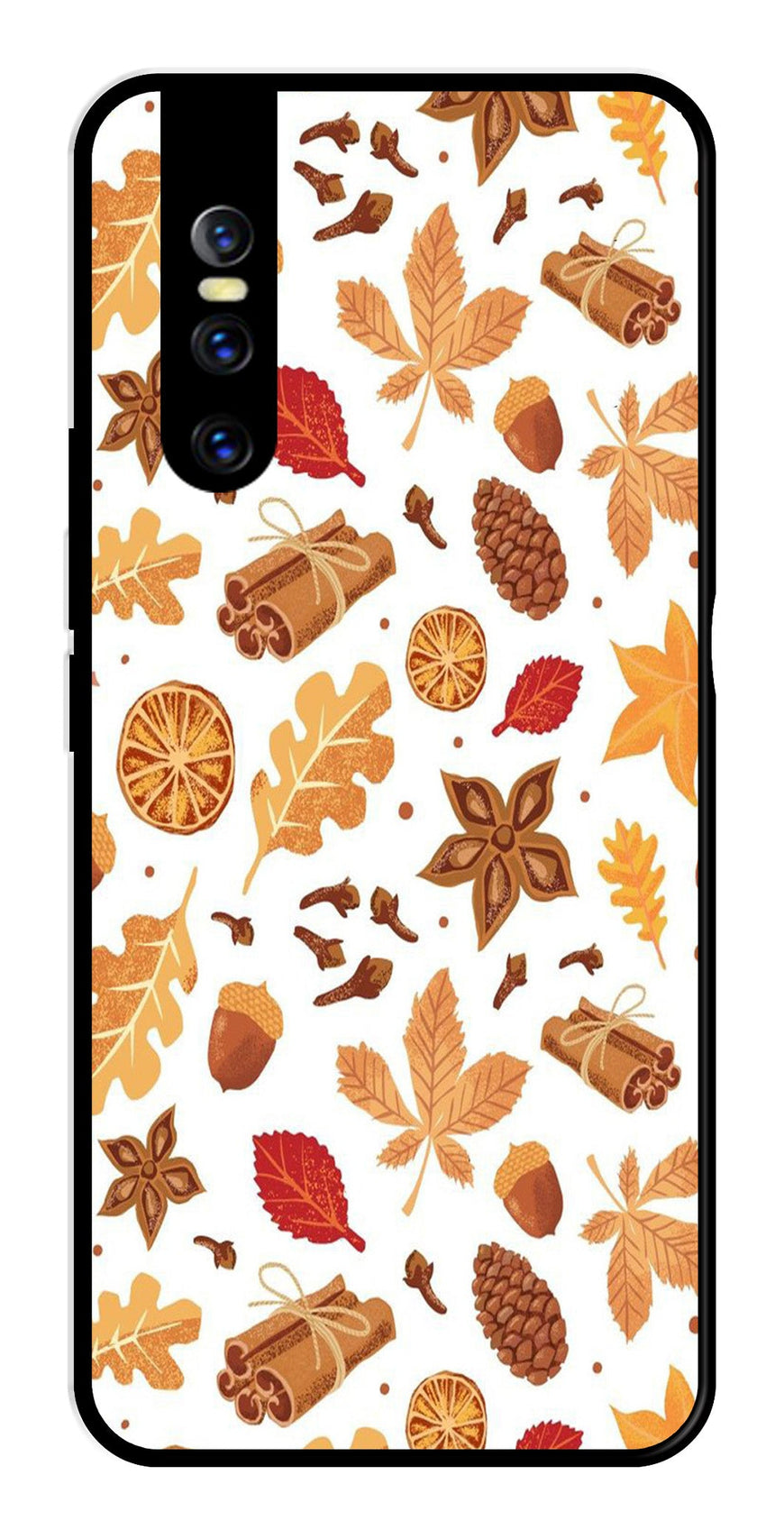 Autumn Leaf Metal Mobile Case for Vivo V15   (Design No -19)