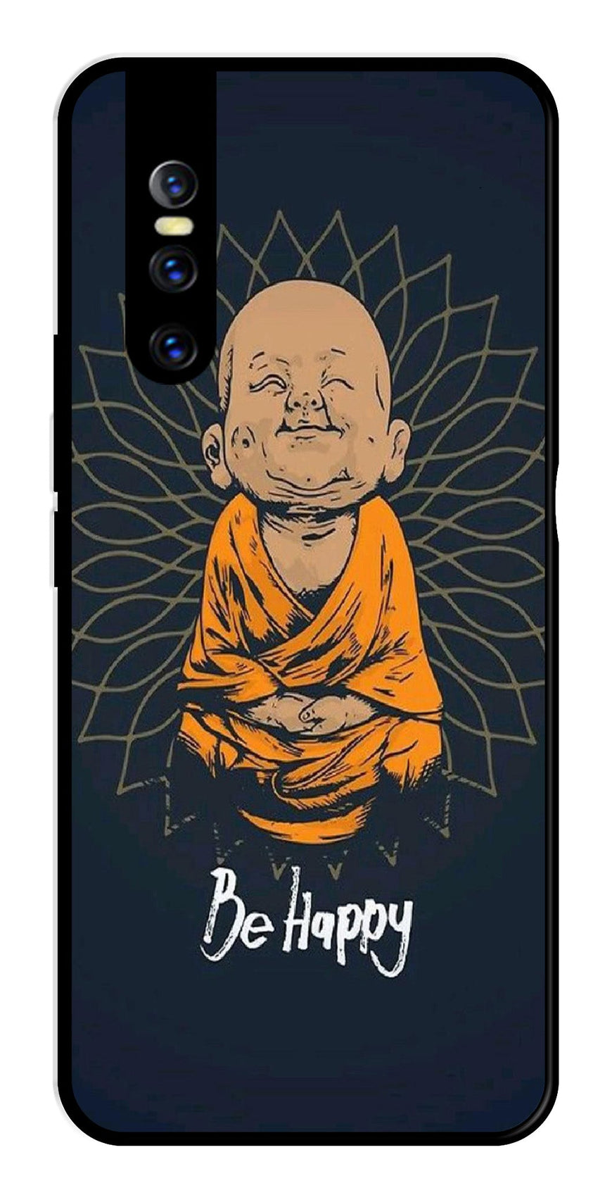 Be Happy Metal Mobile Case for Vivo V15   (Design No -27)