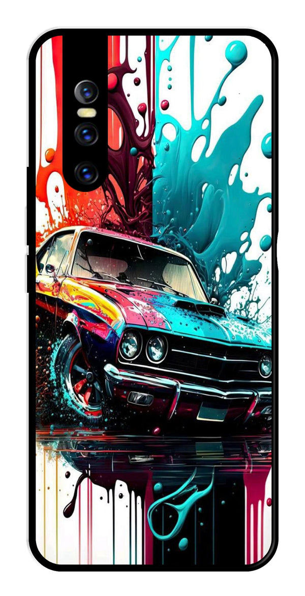 Vintage Car Metal Mobile Case for Vivo V15   (Design No -29)