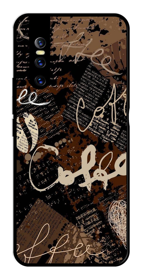Coffee Pattern Metal Mobile Case for Vivo V15   (Design No -37)
