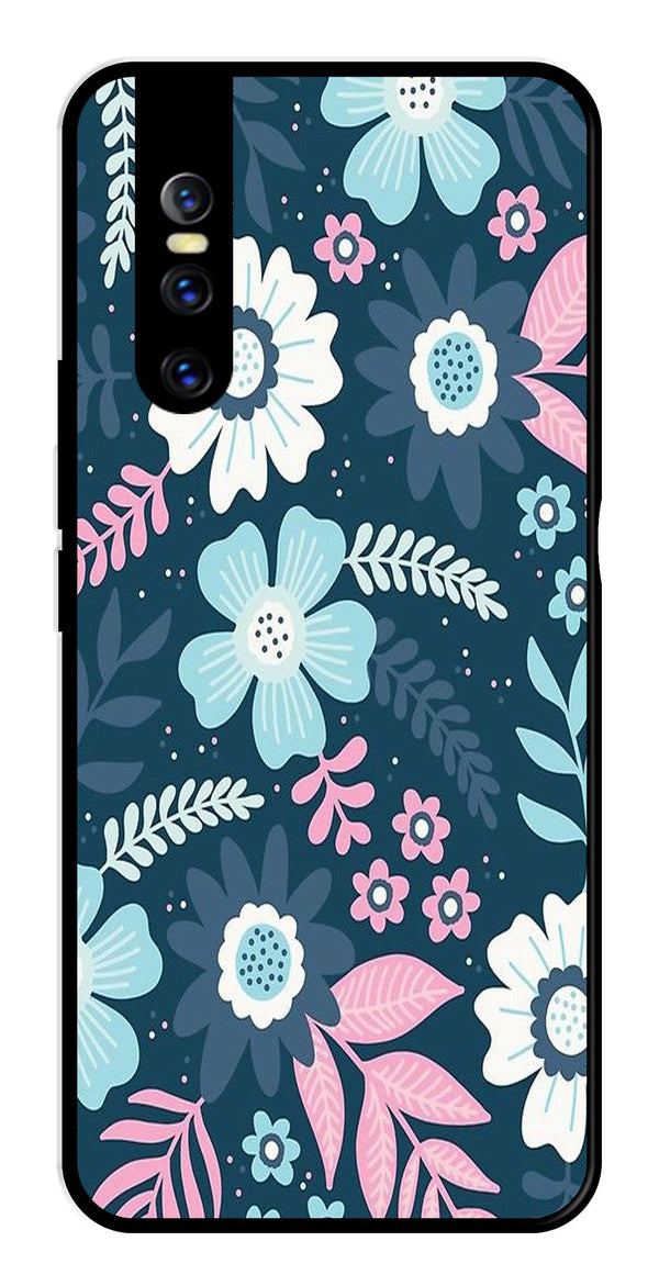 Flower Leaves Design Metal Mobile Case for Vivo V15   (Design No -50)
