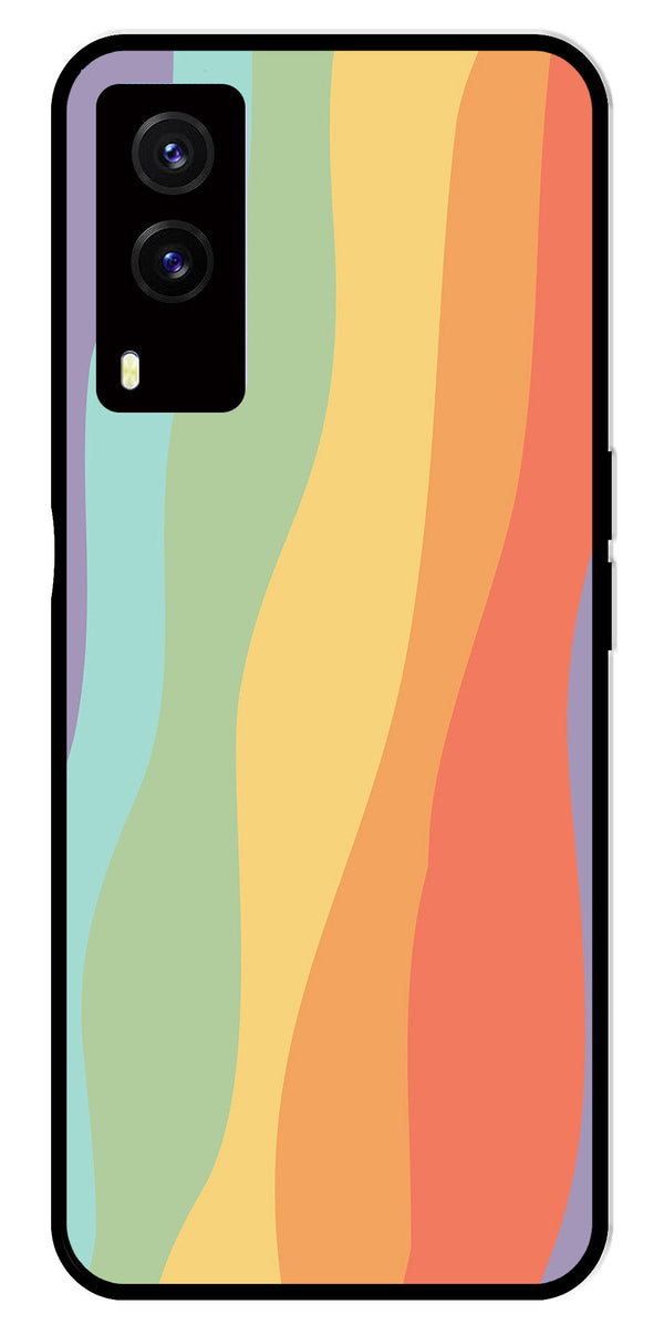 Muted Rainbow Metal Mobile Case for Vivo V21E 5G   (Design No -02)
