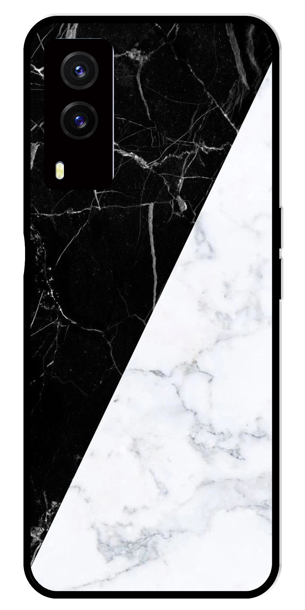 Black White Marble Design Metal Mobile Case for Vivo V21E 5G   (Design No -09)
