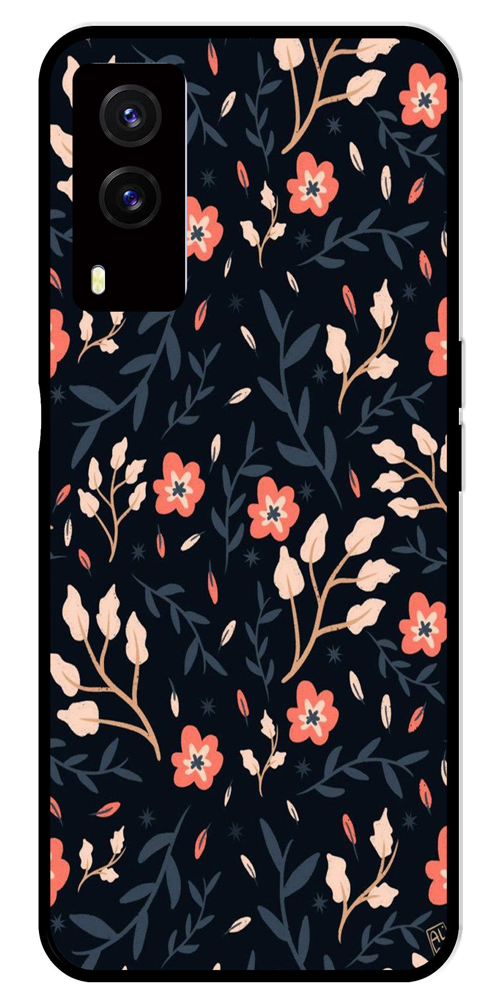 Floral Pattern Metal Mobile Case for Vivo V21E 5G   (Design No -10)