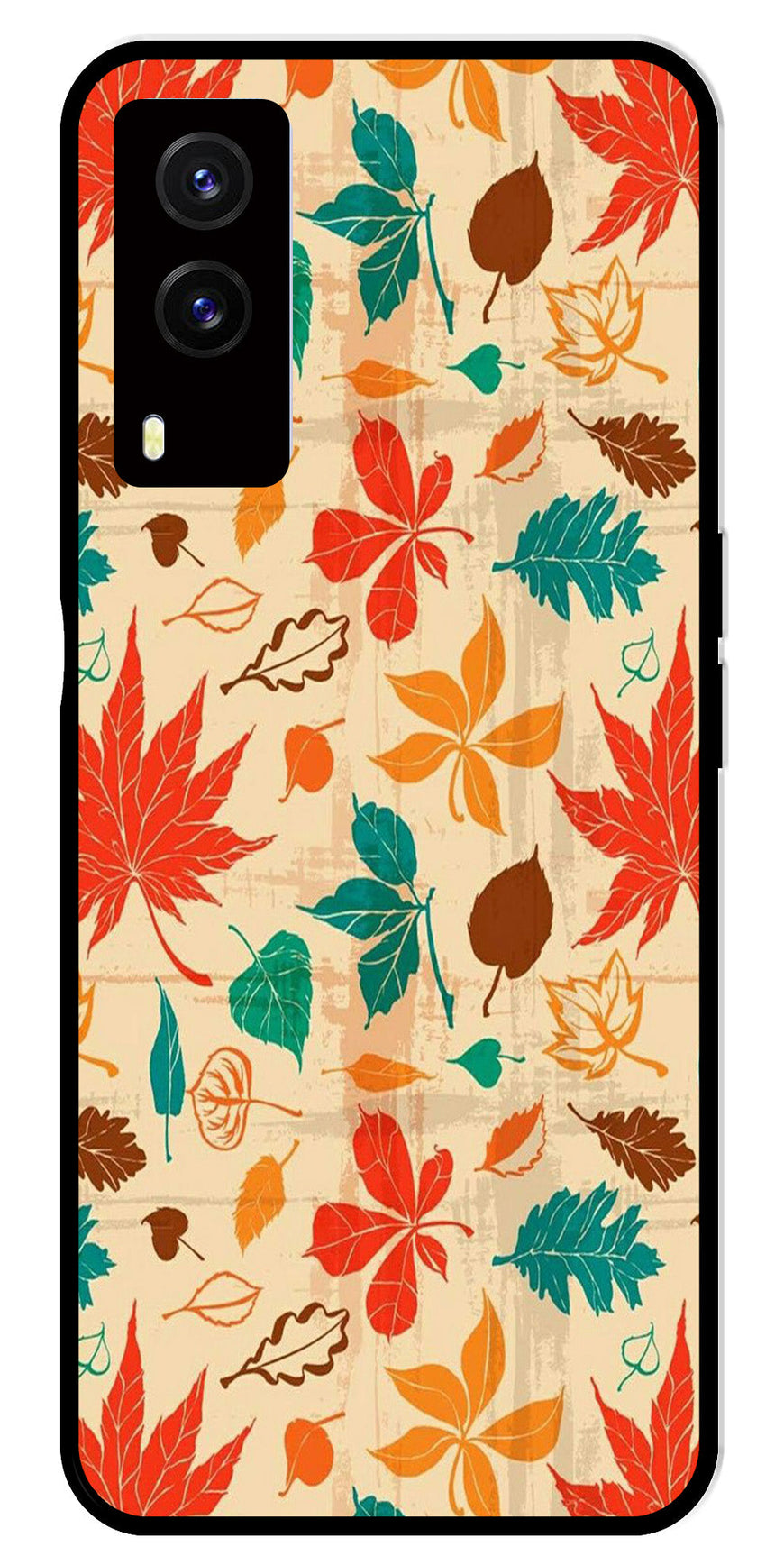 Leafs Design Metal Mobile Case for Vivo V21E 5G   (Design No -14)