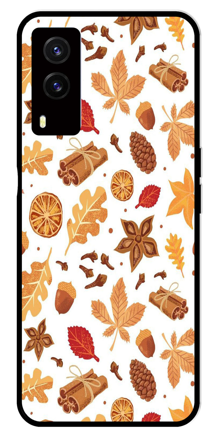 Autumn Leaf Metal Mobile Case for Vivo V21E 5G   (Design No -19)