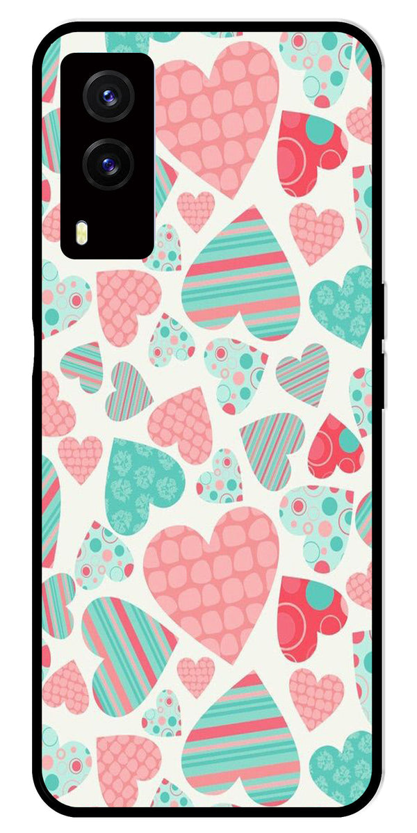 Hearts Pattern Metal Mobile Case for Vivo V21E 5G   (Design No -22)