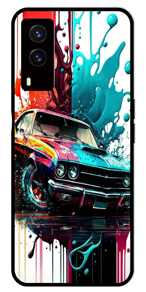 Vintage Car Metal Mobile Case for Vivo V21E 5G   (Design No -29)