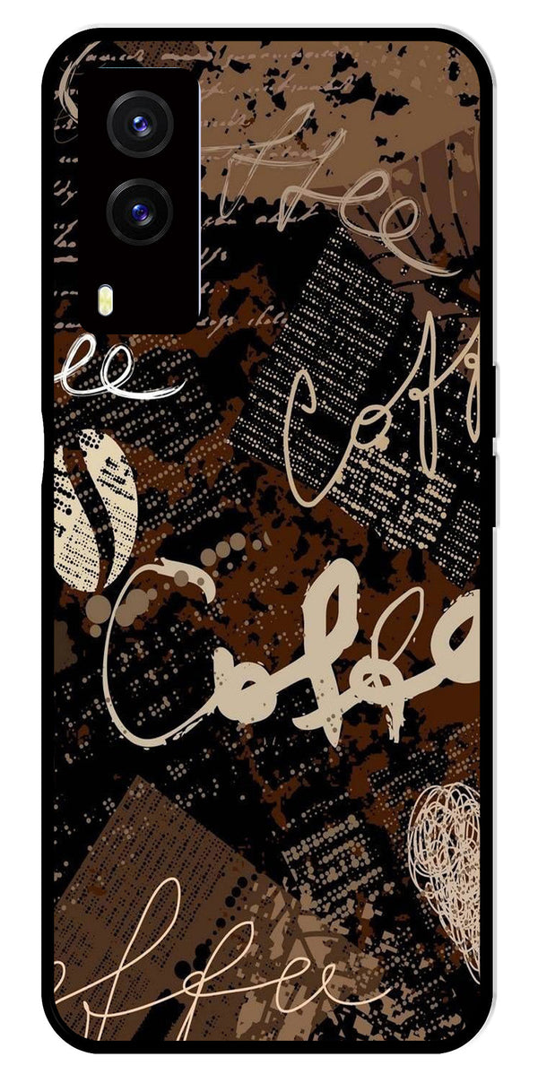 Coffee Pattern Metal Mobile Case for Vivo V21E 5G   (Design No -37)