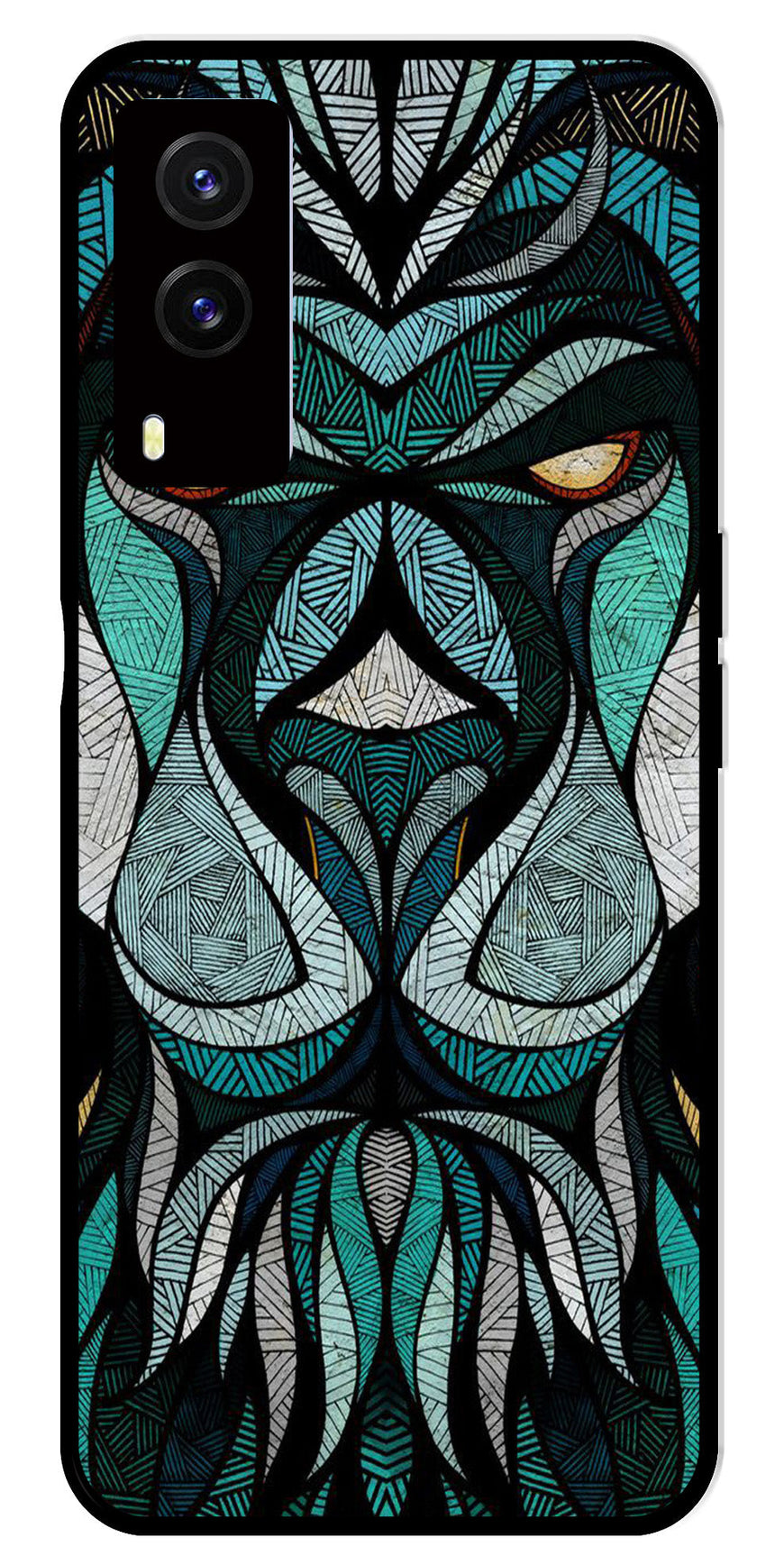 Lion Pattern Metal Mobile Case for Vivo V21E 5G   (Design No -40)