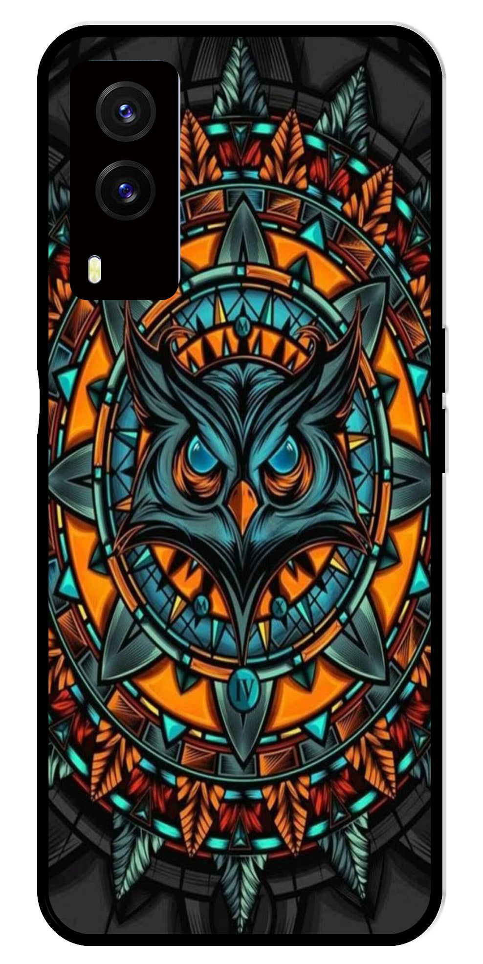 Owl Pattern Metal Mobile Case for Vivo V21E 5G   (Design No -42)