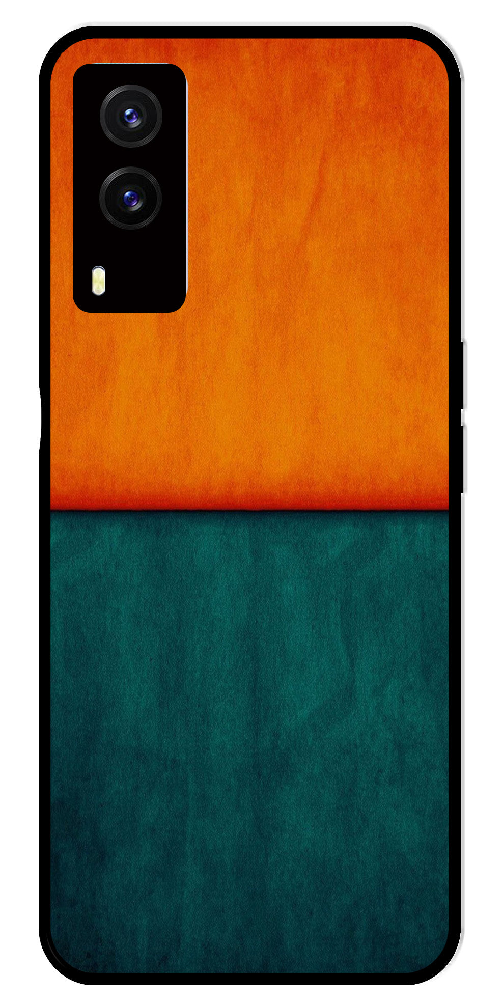 Orange Green Pattern Metal Mobile Case for Vivo V21E 5G   (Design No -45)