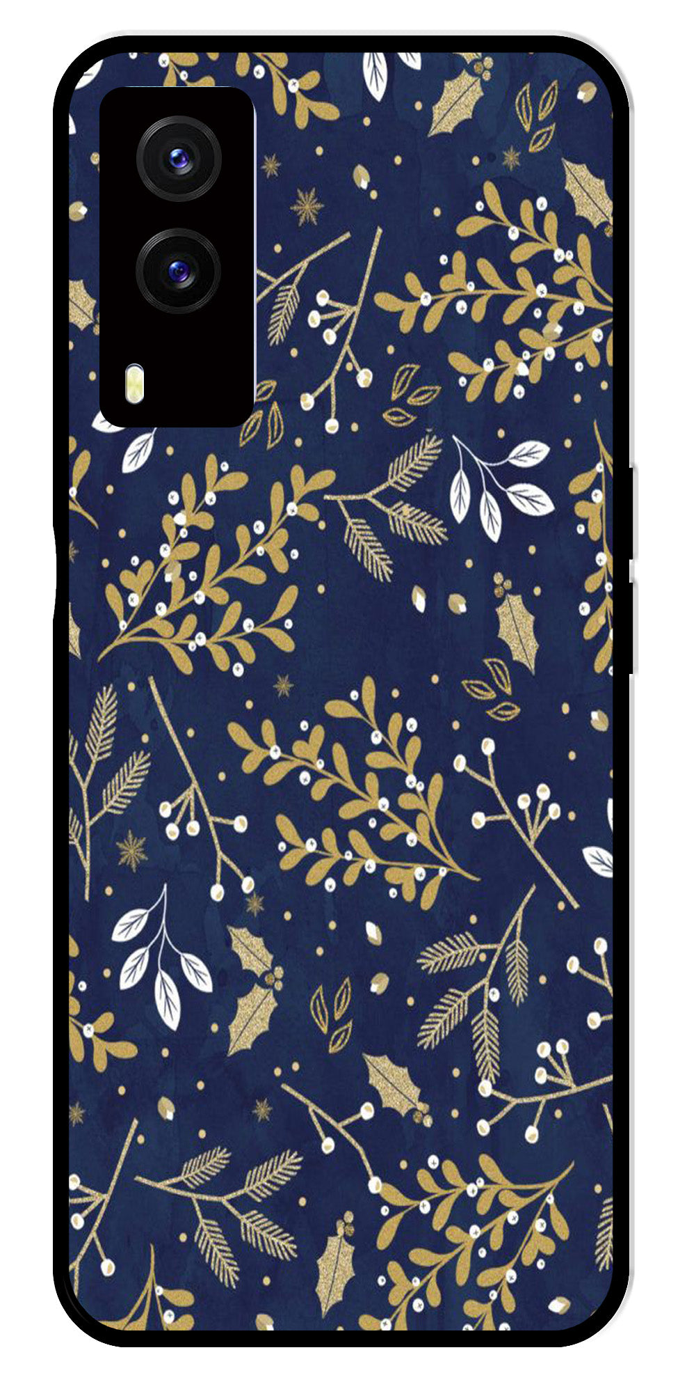 Floral Pattern  Metal Mobile Case for Vivo V21E 5G   (Design No -52)