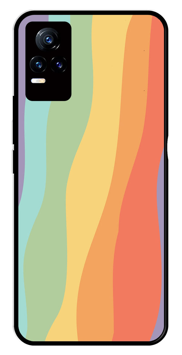 Muted Rainbow Metal Mobile Case for Vivo V21E 4G   (Design No -02)