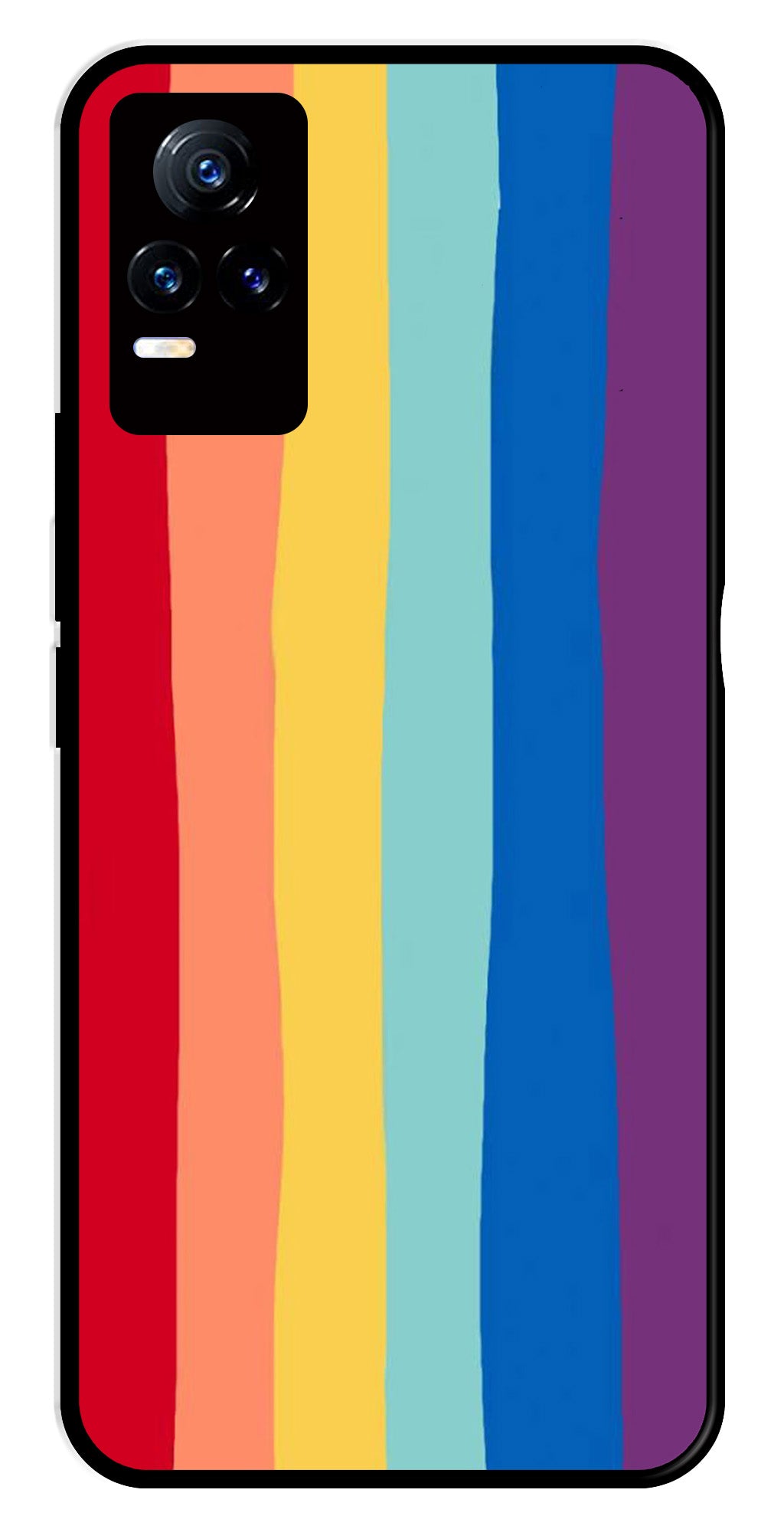 Rainbow MultiColor Metal Mobile Case for Vivo Y73 4G   (Design No -03)