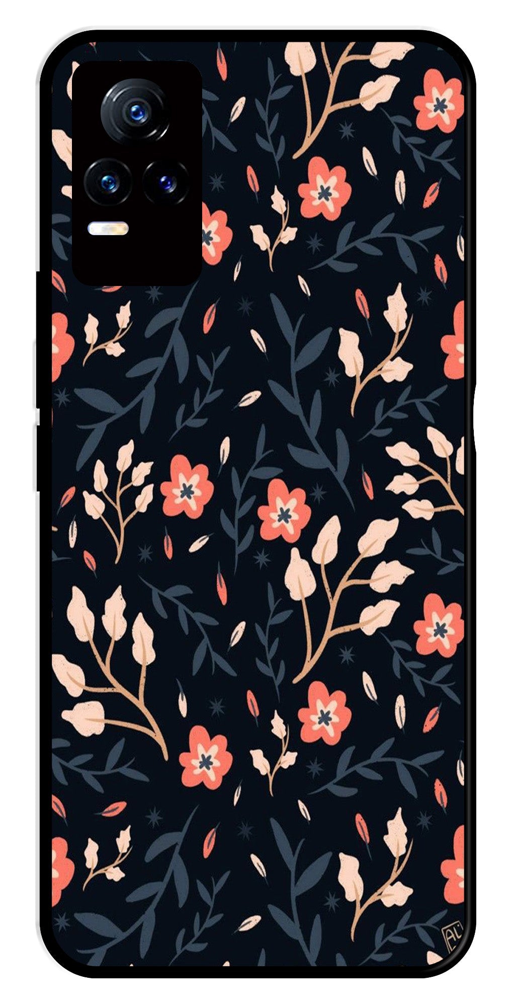 Floral Pattern Metal Mobile Case for Vivo Y73 4G   (Design No -10)