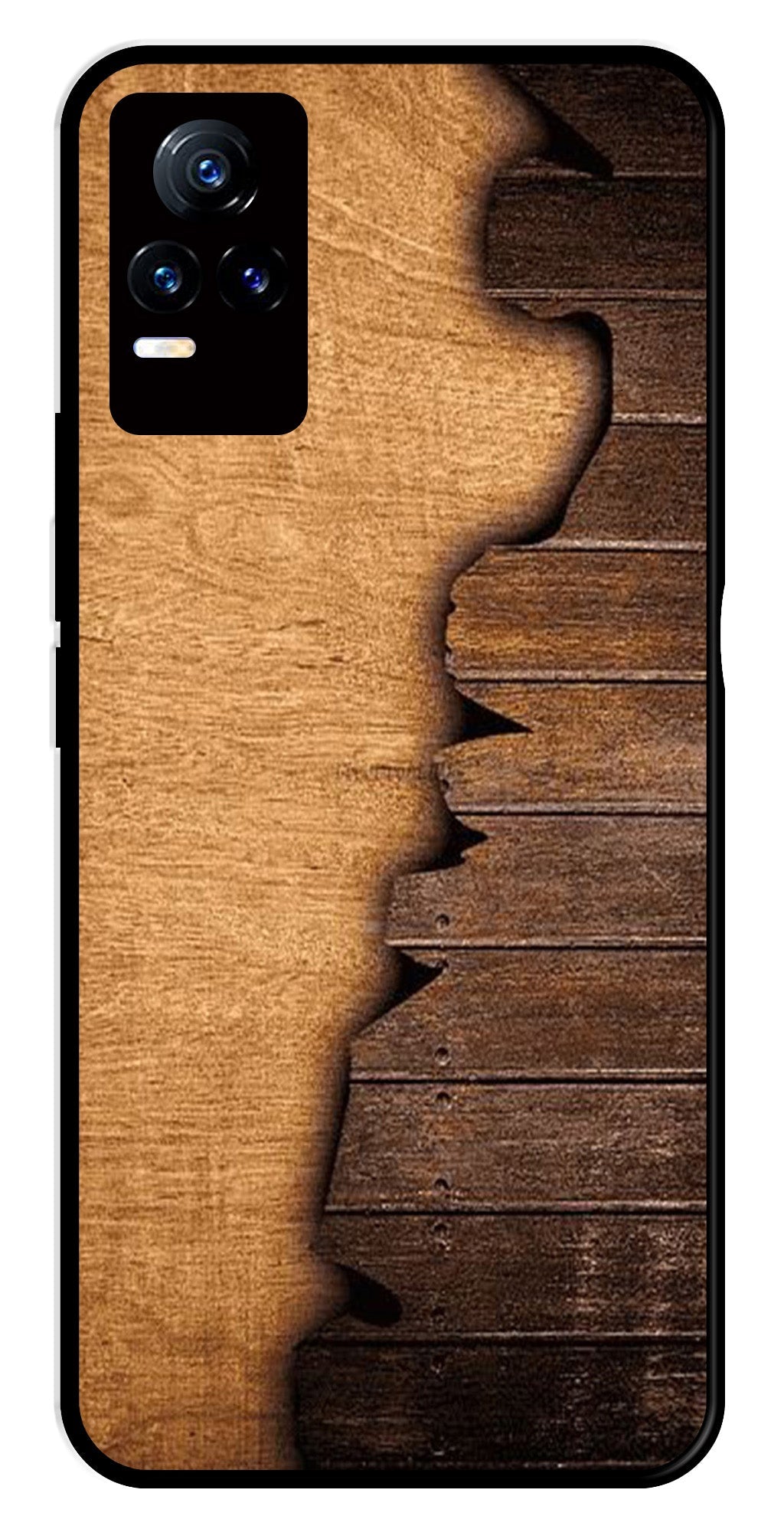 Wooden Design Metal Mobile Case for Vivo Y73 4G   (Design No -13)