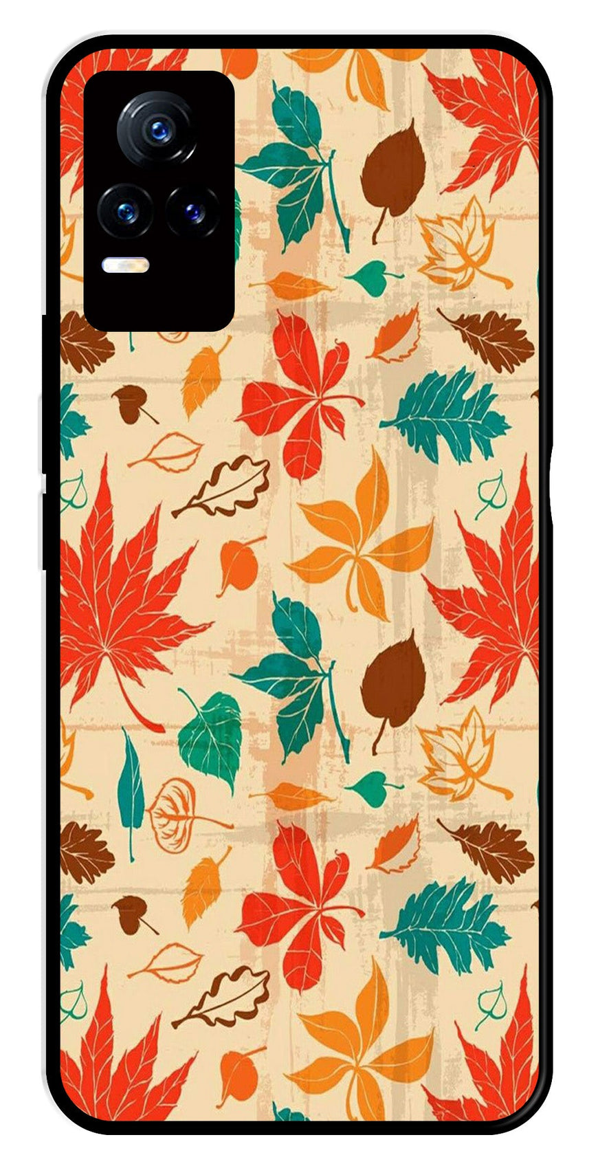 Leafs Design Metal Mobile Case for Vivo V21E 4G   (Design No -14)