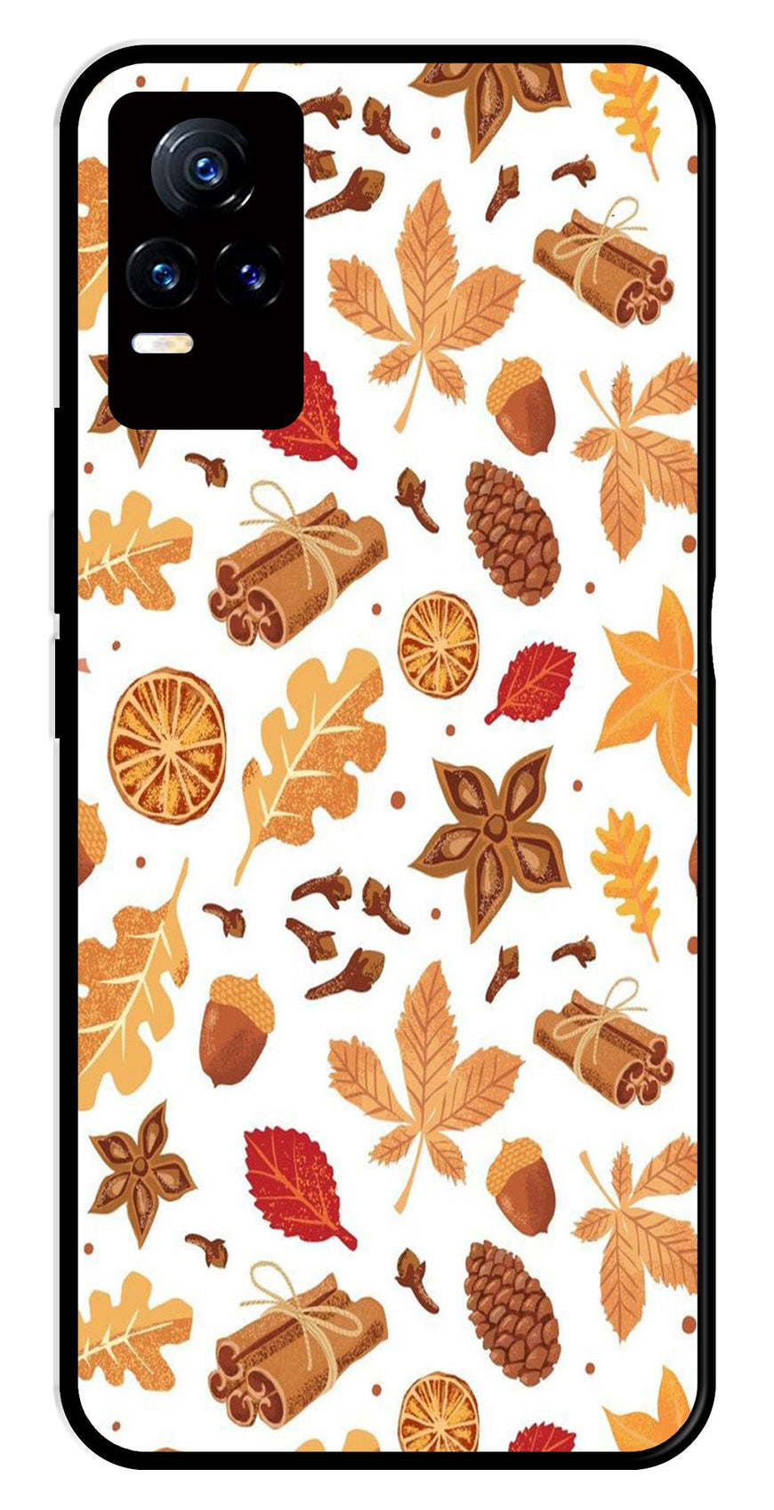 Autumn Leaf Metal Mobile Case for Vivo Y73 4G   (Design No -19)