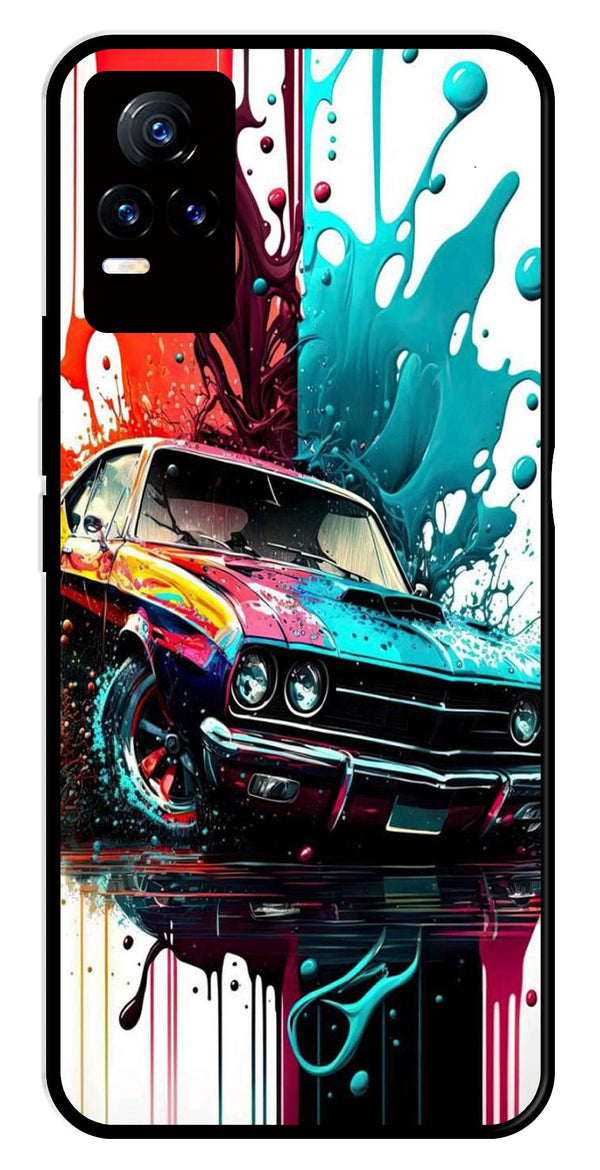 Vintage Car Metal Mobile Case for Vivo V21E 4G   (Design No -29)