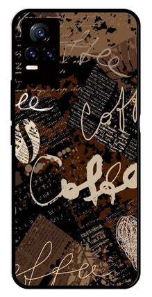 Coffee Pattern Metal Mobile Case for Vivo V21E 4G