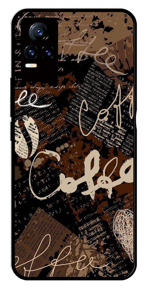 Coffee Pattern Metal Mobile Case for Vivo V21E 4G   (Design No -37)