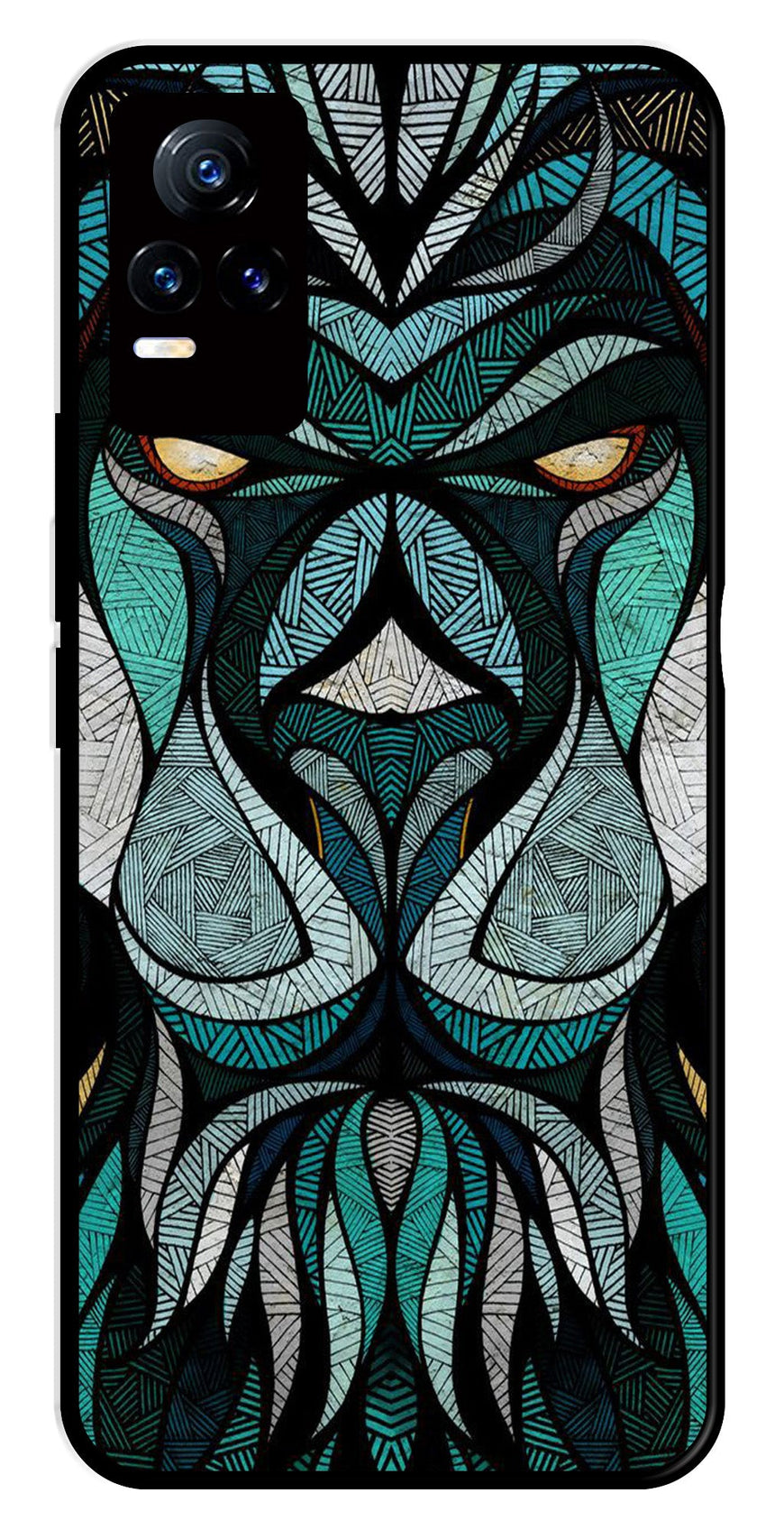 Lion Pattern Metal Mobile Case for Vivo V21E 4G   (Design No -40)
