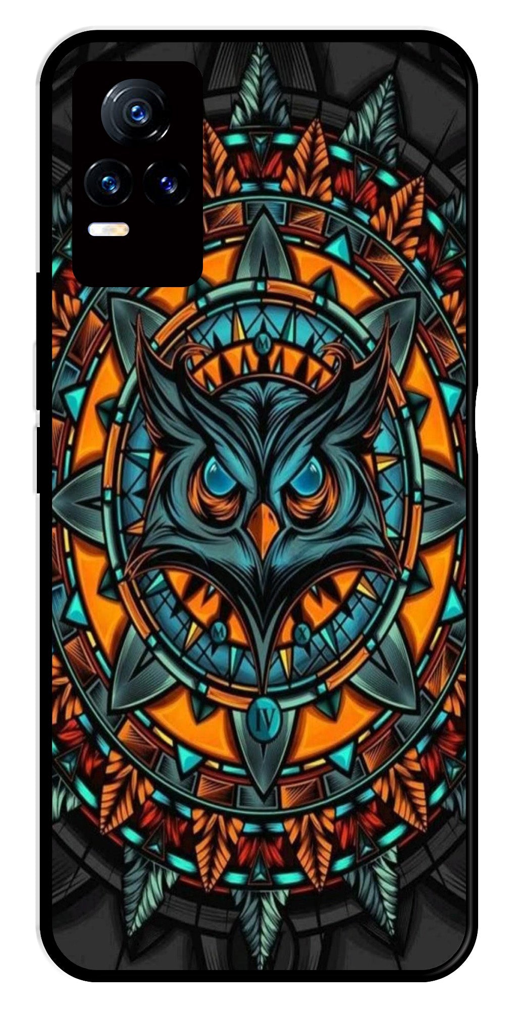 Owl Pattern Metal Mobile Case for Vivo Y73 4G   (Design No -42)